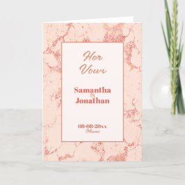 Elegant Perzik Marmer Bruiloft Haar Geloften Kaart