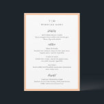 Elegant Perzik Monogram Moderne Trouwdag Menu<br><div class="desc">Moderne trouwmenu's met een strak design met schreef- en scriptlettertypen.</div>