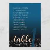 Elegant Perzik Oceanisch Blauwe Trouw Stoelenkaart Kaart (Voorkant)