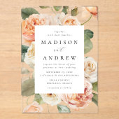 Elegant Perzik Roos Bruiloft Acryl Uitnodigingen (Voorkant)