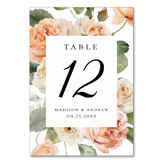 Elegant Perzik Roos Bruiloft Kaart (Voorkant)