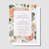Elegant Perzik Roos Bruiloft Vellum Uitnodigingen (Offset)