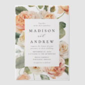 Elegant Perzik Roos Bruiloft Vellum Uitnodigingen (Voorkant)