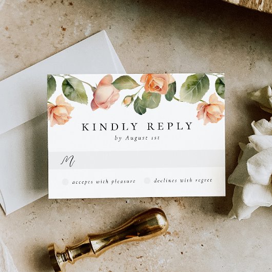 Elegant Perzik Roos Maaltijd Keuze Bruiloft R RSVP Kaartje