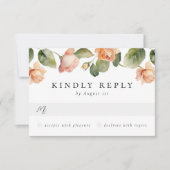 Elegant Perzik Roos Maaltijd Keuze Bruiloft R RSVP Kaartje (Voorkant)