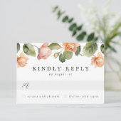 Elegant Perzik Roos Maaltijd Keuze Bruiloft R RSVP Kaartje (Staand voorkant)