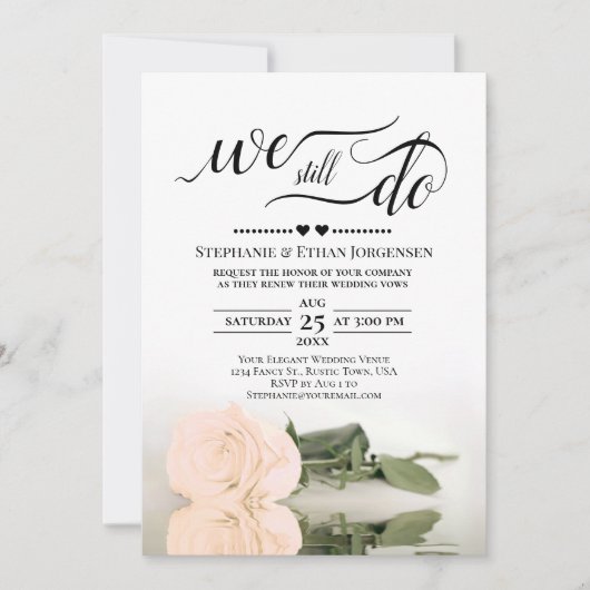 Elegant perzik Roos We doen nog steeds bruiloft ge Kaart (Voorkant)