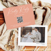 Elegant Perzik Sinaasappel Bruiloft RSVP Informatiekaartje