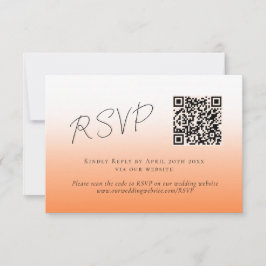 Elegant Perzik Sinaasappel Fuzz QR Code Bruiloft R RSVP Kaartje