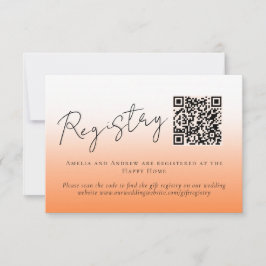 Elegant Perzik Sinaasappel Fuzz QR Code Huwelijksr RSVP Kaartje