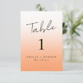 Elegant Perzik Sinaasappel Fuzz Trouwtafel Nummer (Staand voorkant)