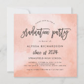 Elegant Perzik Waterverf 2024 Afstudeerder Party | Kaart (Voorkant)