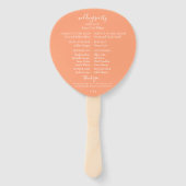 Elegant Perzik Waterverf Bloemen Trouwprogramma Handwaaier (Achterkant)