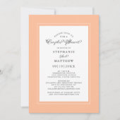 Elegant Perzik Wit Bruiloft Koppels Douche Bruids Kaart (Voorkant)