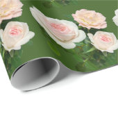 Elegant perzik wit roze rozen groen cadeaupapier (Rol Hoek)