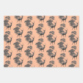 Elegant  Perzik Zwart Wit Toile Herten Bossen Inpakpapier Vel (Voorkant 3)