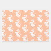 Elegant  Perzik Zwart Wit Toile Herten Bossen Inpakpapier Vel (Voorkant 2)