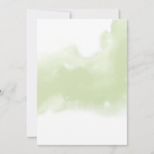 Elegant perzikkreet en groen ovaal huwelijk kaart (Achterkant)