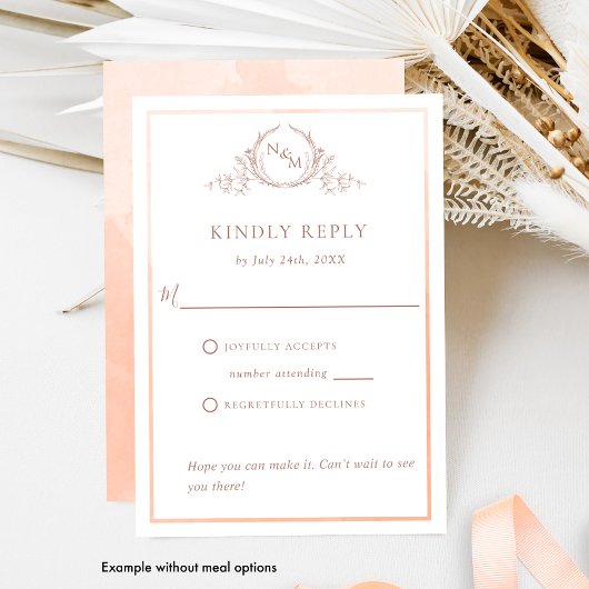 Elegant PerzikMonogram en Waterverf RSVP