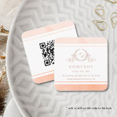 Elegant perzikmonogram RSVP en QR-code Informatiekaartje