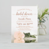 Elegant PerzikRoos met Roos Gold Vrijgezellenfeest Folie Uitnodiging (Staand Voorkant)