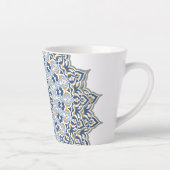 Elegant Perzisch Blauw Arabesk Oosters Patroon Latte Mok (Rechts)