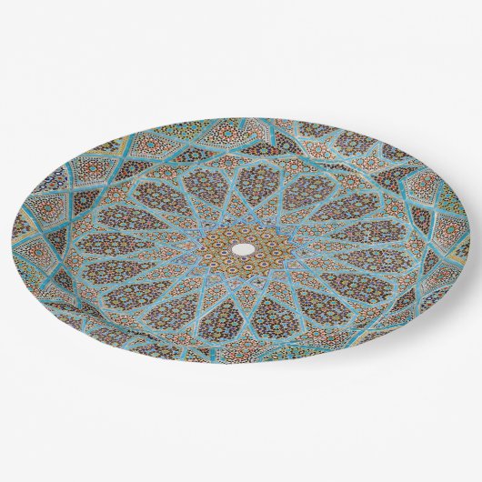 Elegant Perzisch Blauw Arabesk Oosters Patroon Papieren Bordje (Gekanteld)