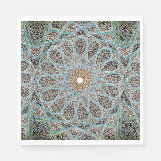 Elegant Perzisch Blauw Arabesk Oosters Patroon Servet (Voorkant)