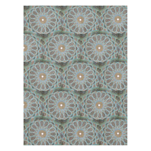 Elegant Perzisch Blauw Arabesk Oosters Patroon Tafelkleed (Voorkant)