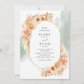 Elegant Perzische Blush Cream and Sage Oval Wedden Kaart (Voorkant)