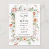 Elegant Perzische Waterverf sparen de Datum Aankondigingskaart (Voorkant)