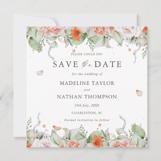 Elegant Perzische Waterverf sparen de Datum Save The Date (Voorkant)