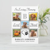 Elegant Pet Memorial 5 gepersonaliseerde fotocolla Bedankkaart (Staand voorkant)