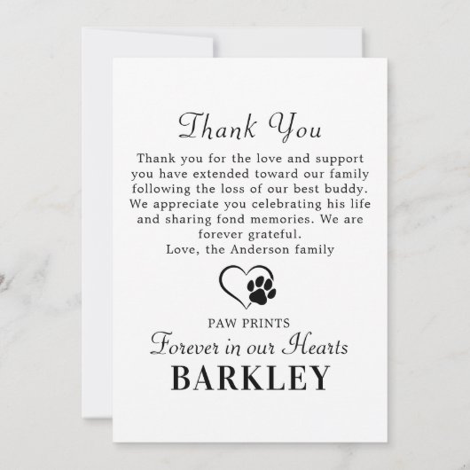 Elegant Pet Memorial 5 gepersonaliseerde fotocolla Bedankkaart (Achterkant)