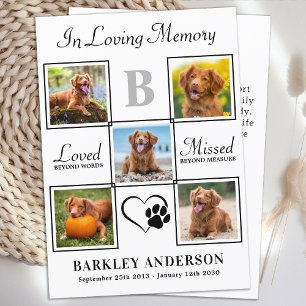 Elegant Pet Memorial 5 gepersonaliseerde fotocolla Bedankkaart