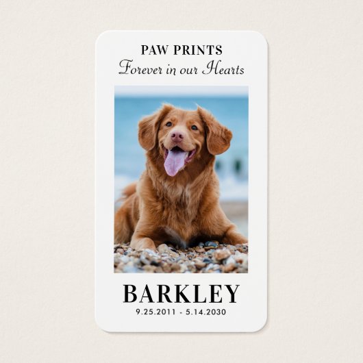 Elegant Pet Memorial Foto sympathie Kaart geprezen (Voorkant)