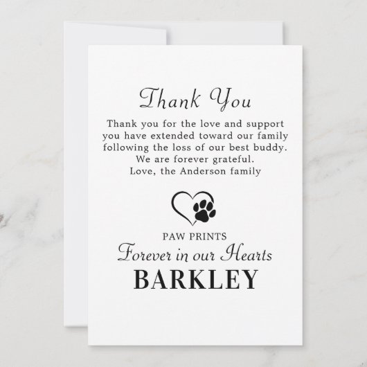 Elegant Pet Memorial Persoonlijk 5 Foto Collage Bedankkaart (Achterkant)