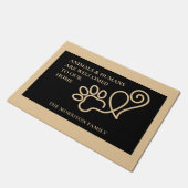 Elegant Pet Paw Print & Heart Deurmat (Schuin)