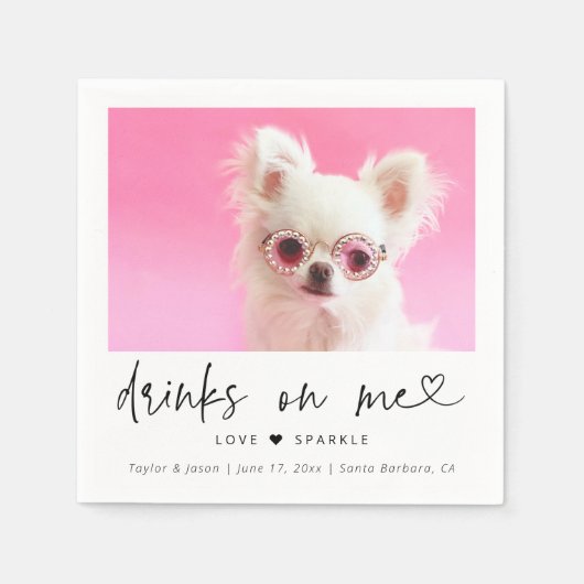 Elegant Pet Photo Dog Wedding | Drinks On Me Servet (Voorkant)