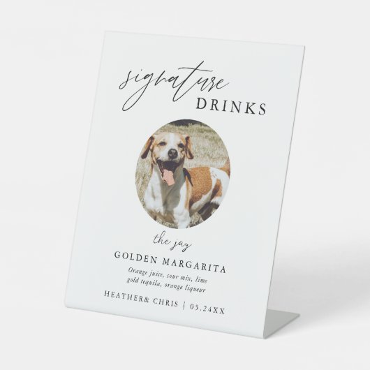 Elegant Pet Signature Drinken Wedding Bar Reclamebord Met Voetstuk (Voorkant)