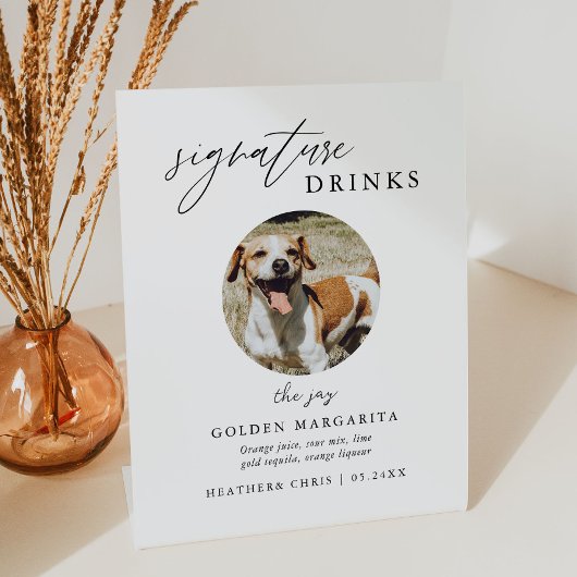 Elegant Pet Signature Drinken Wedding Bar Reclamebord Met Voetstuk