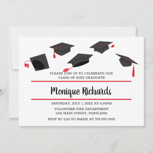 Elegant Pet TOSS Graduation Party Uitnodiging (Voorkant)