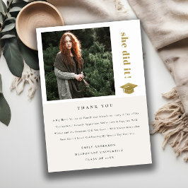 Elegant Pet Typografie Gradup Cap Foto Bedankkaart