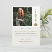 Elegant Pet Typografie Gradup Cap Foto Bedankkaart (Staand voorkant)