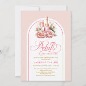 Elegant petals and prosecco blush gold celebration kaart (Voorkant)