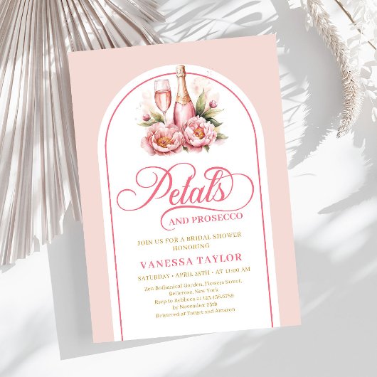 Elegant petals and prosecco blush gold celebration kaart