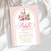 Elegant petals and prosecco blush gold invitation kaart