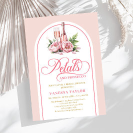 Elegant petals and prosecco blush gold invitation kaart