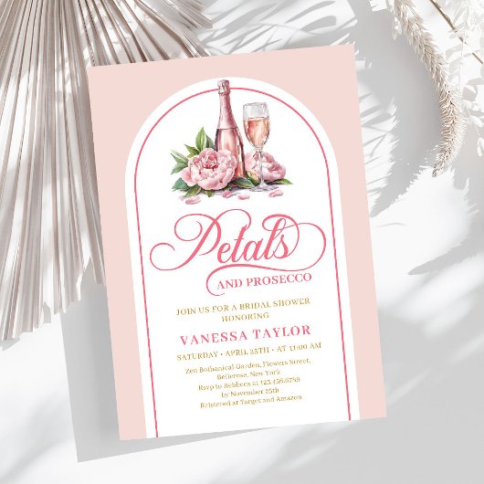Elegant petals and prosecco bridal blush gold kaart