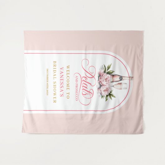 Elegant petals and prosecco bridal shower banner wandkleed (Voorkant (horizontaal))